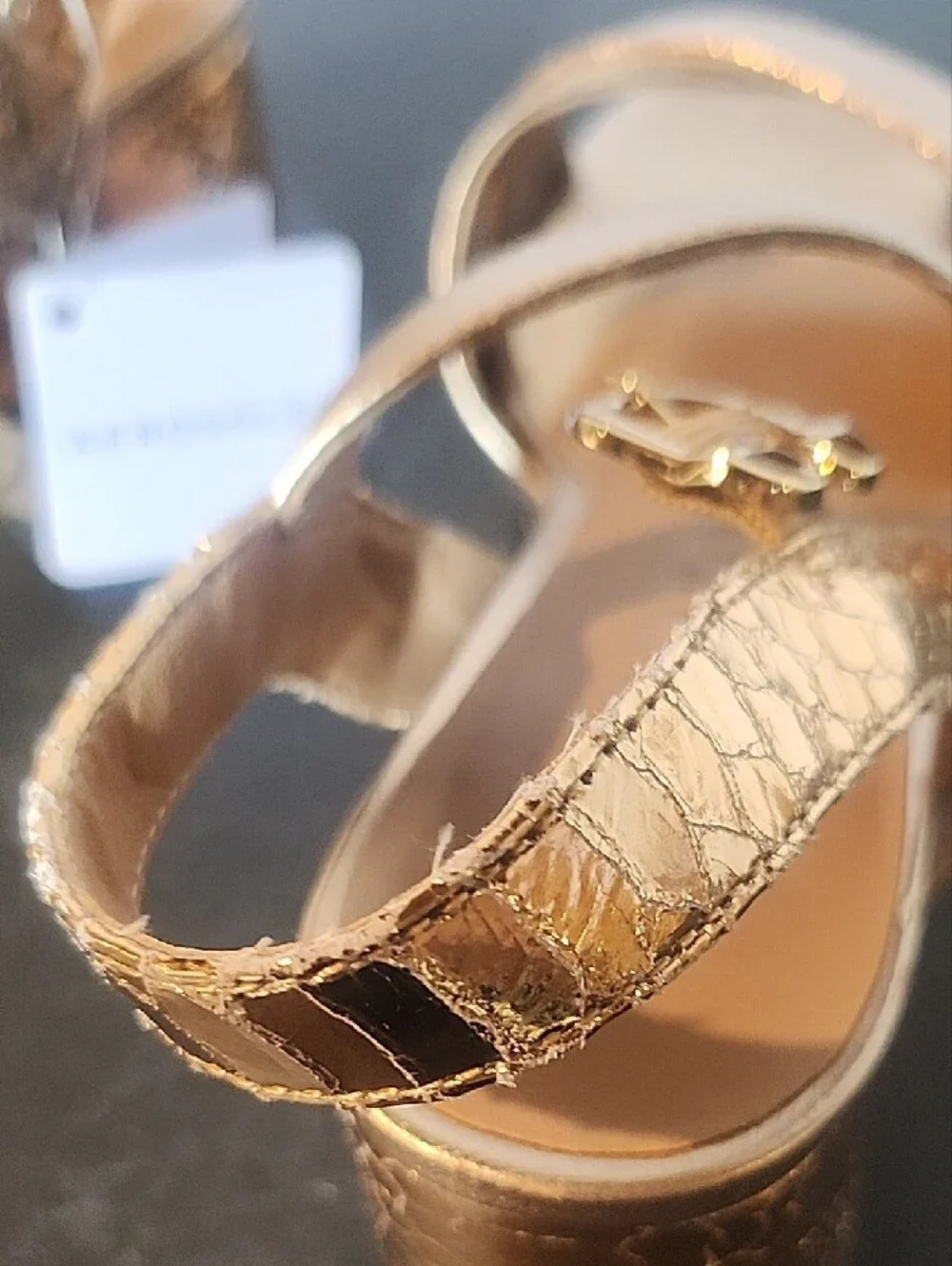 AEROSOLES Rose Gold Snake-Print Platform Sandals